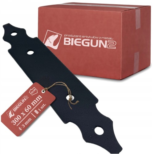 Łącznik płaski ozdobny do belek pergoli 300x60x3 mm czarny BIEGUN